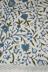 Crewel Cotton Bedspread "Tree of Life", Blue and Green #DDR1112