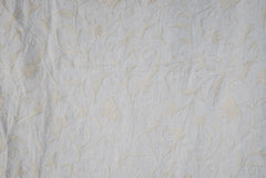 Linen Crewel Embroidered Fabric Jacobean, White on White #TML652