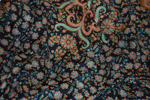 Kashmiri Hand Embroidered Pashmina Cashmere "Sozni" Needlework Shawl Black, Multicolor #PJM-005