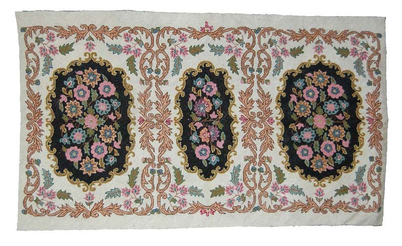 Cross Stitch Wool Area Rug, Multicolor Embroidery 3x5 feet #CWR15104