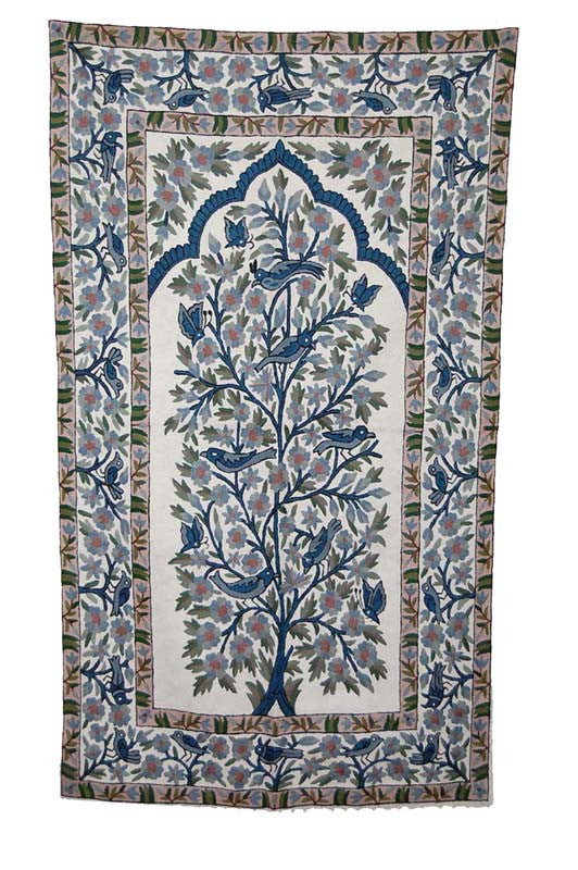 Kashmiri Wool Tapestry Area Rug, Multicolor Embroidery 3x5 feet #CWR15103