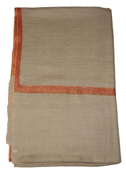 Kashmir Pashmina "Cashmere" Embroidered Shawl Beige, Multicolor #PDR-002
