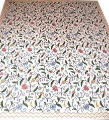 Crewel Cotton Bedspread Jacobean, Multicolor #TML1001