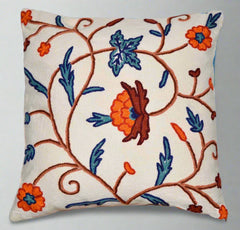 Cotton Crewel Pillow Cushion Cover, Multicolor #CW208