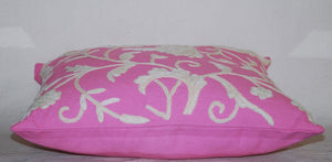 Crewel Embroidery Throw Pillowcase, Cushion Cover Pink, Multicolor Pastels Embroidery #CW310