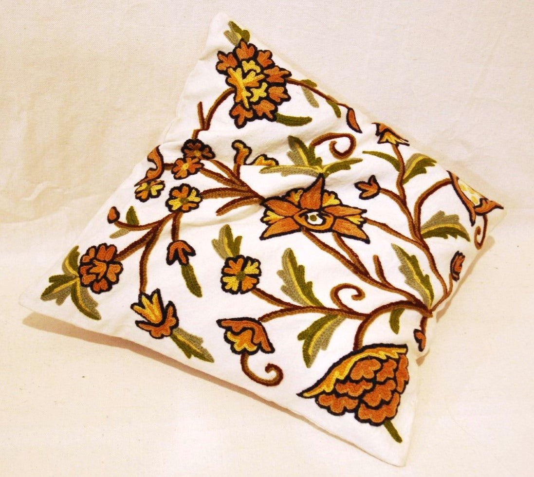 Crewel Embroidery Throw Pillowcase, Cushion Cover "Tree of Life", Multicolor #CW404