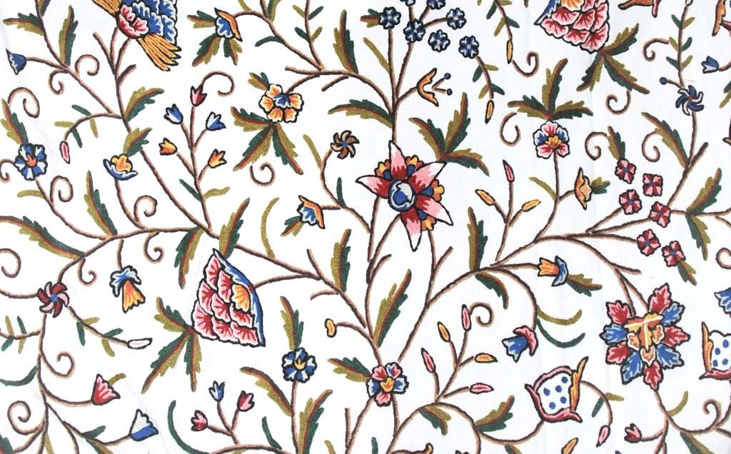 Cotton Crewel Embroidered Fabric Tree of Life, Multicolor #DDR003