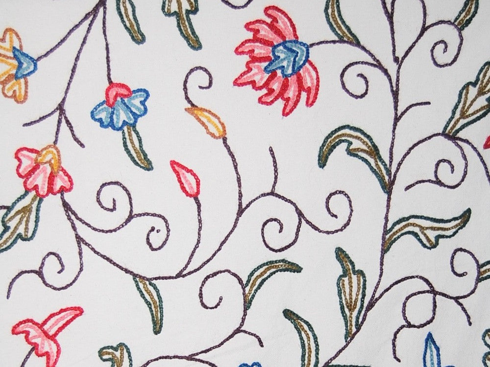 Multicolor "Jacobean" Cotton Crewel Embroidery Fabric #SNL001