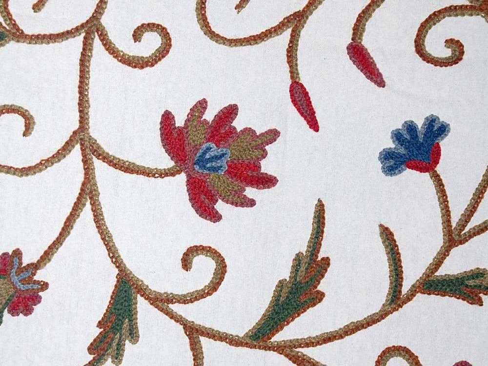 Cotton Crewel Embroidered Fabric Jacobean, Multicolor #TML331