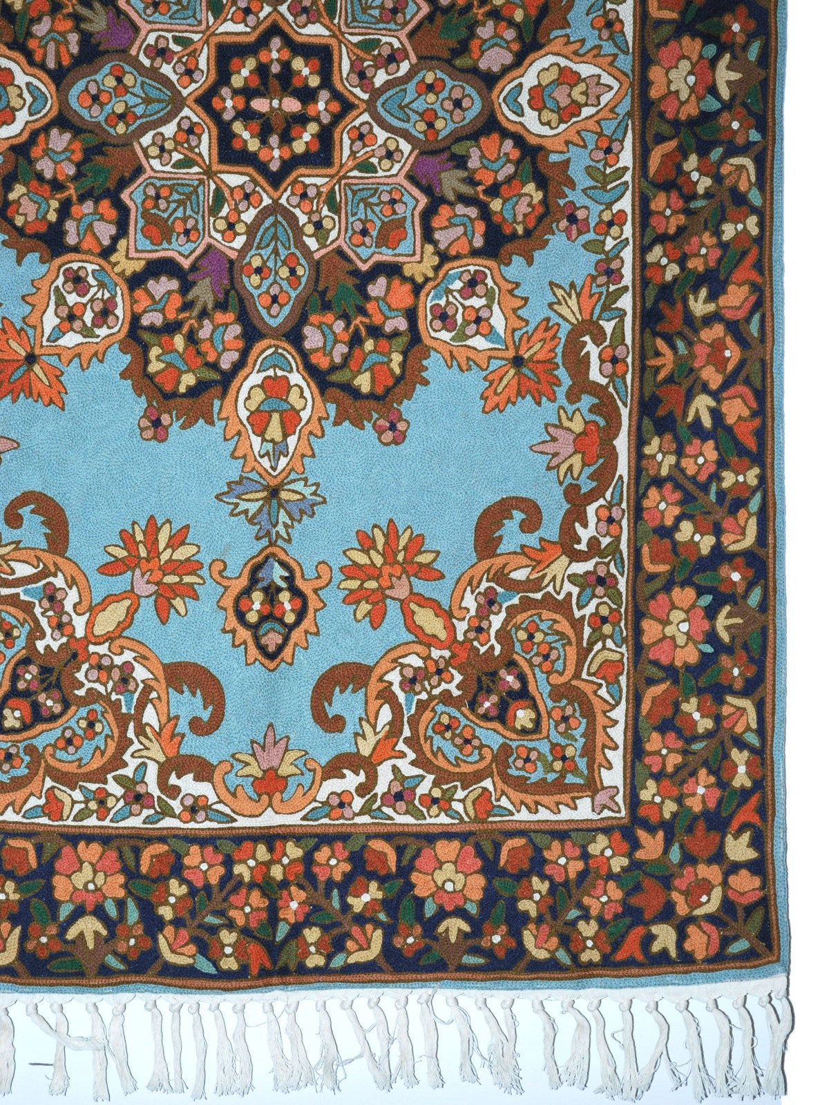 Kashmiri Wool Tapestry Area Rug, Multicolor Embroidery 3x5 feet #CWR15127