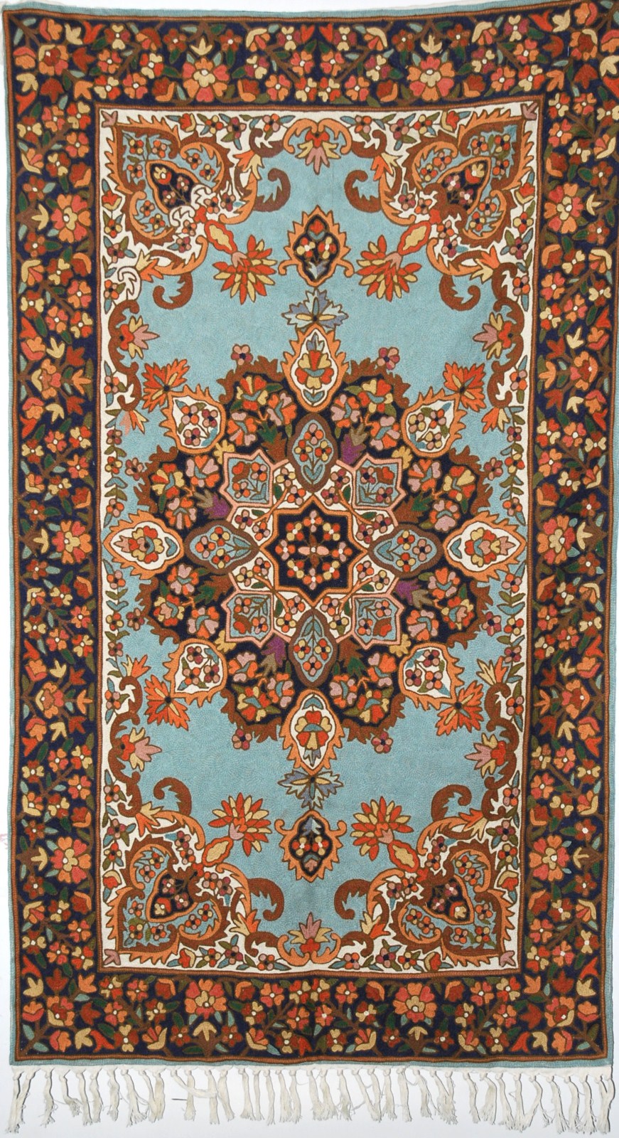 Kashmiri Wool Tapestry Area Rug, Multicolor Embroidery 3x5 feet #CWR15127