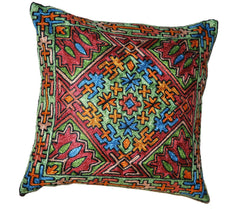 Crewel Silk Embroidered Cushion Cover, Multicolor #CW2015