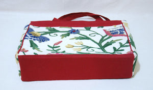Crewel Embroidered Tote Bag, Shopping Carry Bag Cream, Multicolor #CBG302