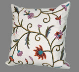 Cotton Crewel Pillow Cushion Cover Jacobean, Multicolor #CW302
