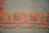 Kashmir Pashmina "Cashmere" Embroidered Shawl Schal Beige, Multicolor #PDR-018