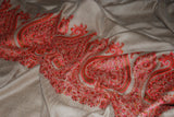 Kashmir Pashmina "Cashmere" Shawl Schal Beige, Multicolor Embroidery #PDR-011