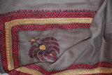 Hand Embroidered Woolen Shawl Beige, Gold 