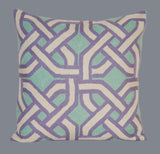 Cotton Crewel Pillow Cushion Cover, Purple and Teal Embroidery #CW-1103