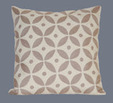 Cotton Crewel Pillow Cushion Cover, Beige and White Embroidery #CW-1105