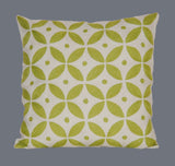 Cotton Crewel Pillow Cushion Cover, Olive and White Embroidery #CW-1106