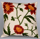 Cotton Crewel Pillow Cushion Cover Floral, Multicolor #CW206
