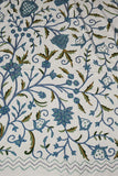 Crewel Cotton Bedspread "Tree of Life", Blue and Green #DDR1112
