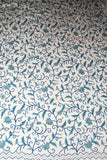 Crewel Cotton Bedspread Jacobean, Blue on White #TML1011
