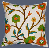 Cotton Crewel Pillow Cushion Cover, Multicolor #CW203