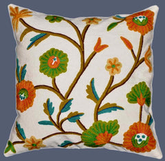 Cotton Crewel Pillow Cushion Cover, Multicolor #CW203