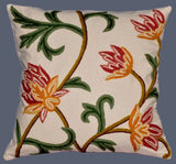 Cotton Crewel Pillow Cushion Cover, Multicolor #CW205