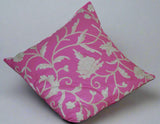 Cotton Crewel Pillow Cushion Cover Pink, Multicolor Pastels Embroidery #CW310