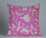 Cotton Crewel Pillow Cushion Cover Pink, Multicolor Pastels Embroidery #CW310