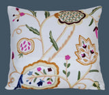 Cotton Crewel Pillow Cushion Cover "Watlab", Multicolor Pastels #CW326
