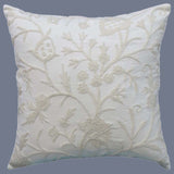 Cotton Crewel Pillow Cushion Cover "Tree of Life", White on White #CW421