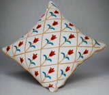 Cotton Crewel Embroidered Reversible Pillow Cushion Cover, Multicolor #CW268
