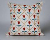 Cotton Crewel Embroidered Reversible Pillow Cushion Cover, Multicolor #CW268