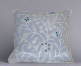 Cotton Crewel Pillow Cushion Cover Grey Tone-Tone Embroidery #CW322