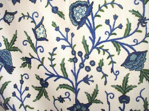 Blue and Green "Tree of Life" Cotton Crewel Embroidery Fabric #DDR012