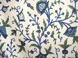 Cotton Crewel Embroidered Fabric Tree of Life, Blue and Green #DDR012