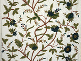 Crewel Cotton Embroidered Fabric Off-White, Multicolor #FLR152