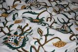 Cotton Crewel Fabric Floral, Multicolor Embroidered #FLR206