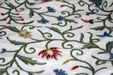 Cotton Crewel Embroidered Fabric Jacobean, Multicolor #TML004
