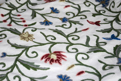 Cotton Crewel Embroidered Fabric Jacobean, Multicolor #TML004