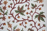 Cotton Crewel Embroidered Fabric "Autumn Maple", Multicolor #CHR302