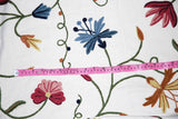 Cotton Crewel Embroidered Fabric Butterfly Off-White, Multicolor #BFL401