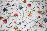 Cotton Crewel Embroidered Fabric Butterfly Off-White, Multicolor #BFL401