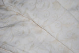 Linen Crewel Embroidered Fabric Jacobean, White on White #TML652