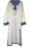 Woolen Ladies Dressing Gown, Grey on White  #WG-021