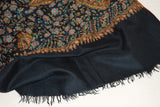 Kashmir Pashmina Cashmere "Sozni" Needlework Jamavar Shawl Black, Multicolor Embroidery #PJM-005