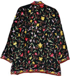 Kashmiri Woolen Jacket Black, Multicolor Embroidery #AO-005